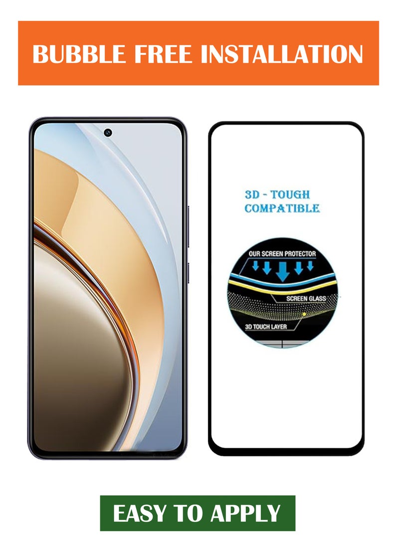 For Vivo V40 Lite 5G - Tempered Glass Screen Protector - Advanced Border-Less Full Edge to Edge ,Shatterproof , High Responsiveness , Higher Transparency , Quick to Install ,Anti-scratch and Bubble-free Screen Protector - Black - Image 3