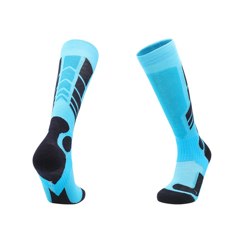 Generic Winter Childrens Professional Ski Socks Men and Women Thickened Warm Snow Socks Sweat Absorbing Breathable Towel Bottom Sports Snow Socks 01 Lake Blue/sapphire blue