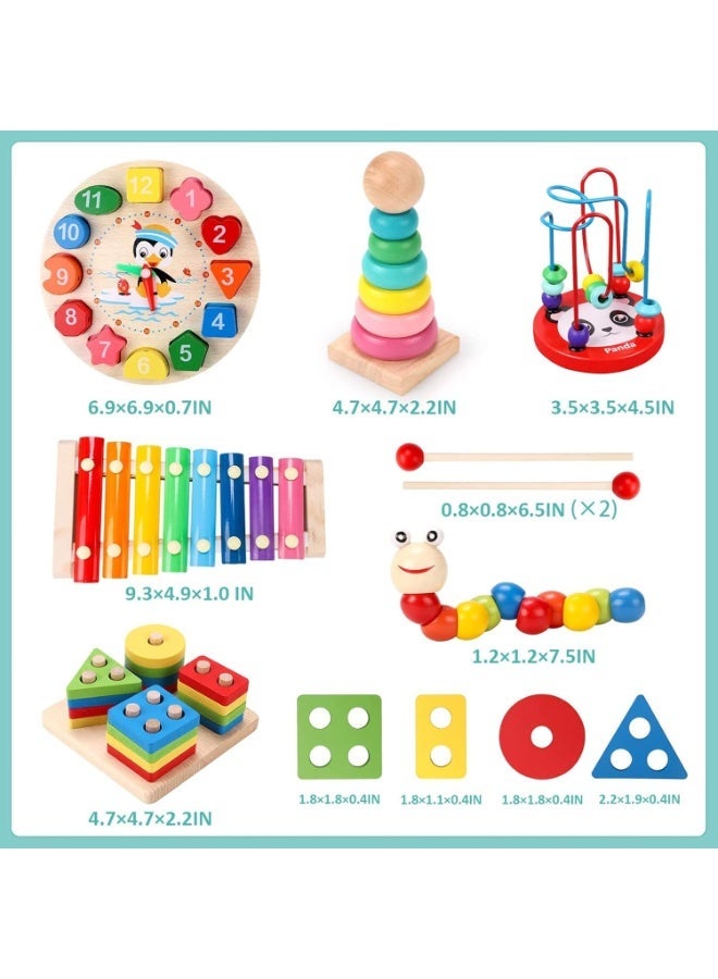 Montessori Toys for 1 2 Year Old Boys Girls, 6 In 1 Kids Wooden Toys Toddler Toys Includes Stacking Sorting Xylophone Bead Maze Baby Boy 3-6 Year,Preschool Educational Toy Gifts - Image 5