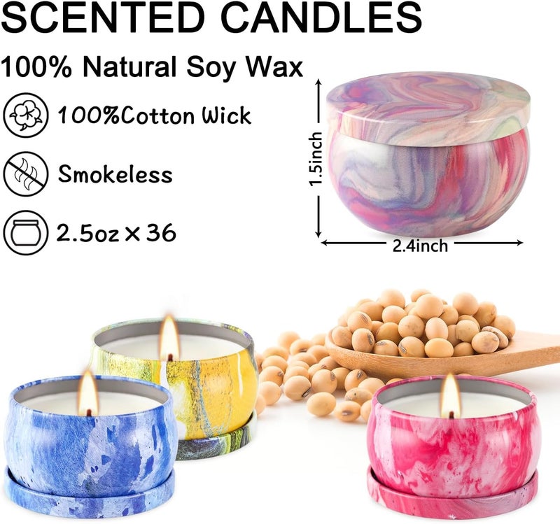 YOROXRG 36 Pack Scented Candles,Soy Wax Travel Tin Jar Candles,Aromatherapy Candles for Home 2.5 OZ Scented Candles for Mom for Christmas Candles, Birthday, Thanksgiving, Mother's Day,Valentine'sDay - Image 5