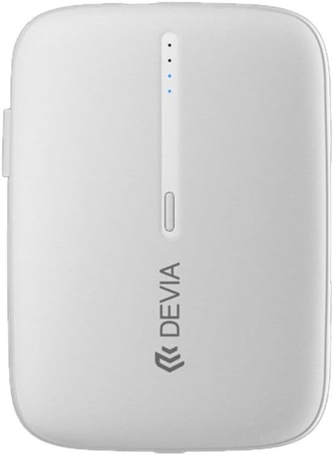 DEVIA Kintone Series Built-in Dual Cable Power Bank 10000mAh Support three devices charging at same time - White