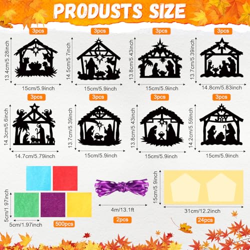 Containlol 24 Set Christmas Nativity Craft Kit Make a Nativity Scene Suncatchers Kit DIY Nativity Religious Craft Christmas Crafts Kit for Holy Night Christian Religious Party Supplies - Image 5