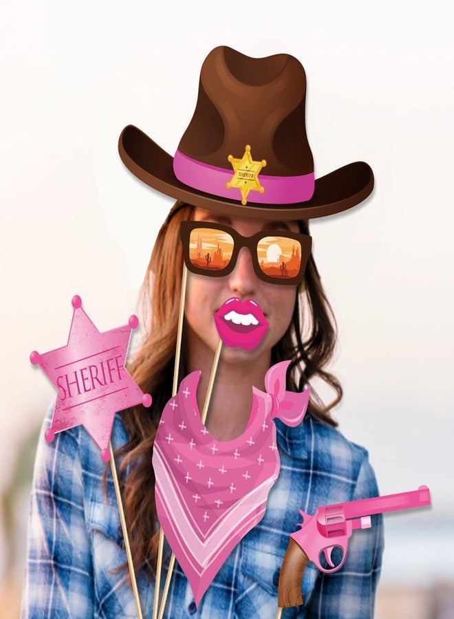 CC HOME 25pcs Western Cowboy Photo Booth Props Cowboy Photo Booth Patterns Party Decorations Party Favor for Girl Women Cowboy Party Essentials - Image 3