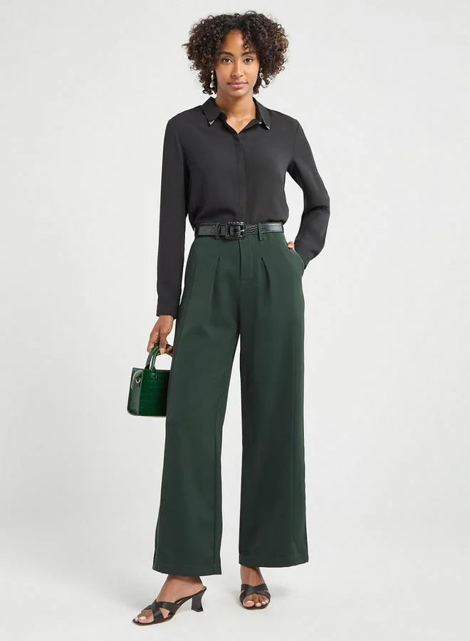 Splash FAV Solid Wide Leg Pants with Pockets