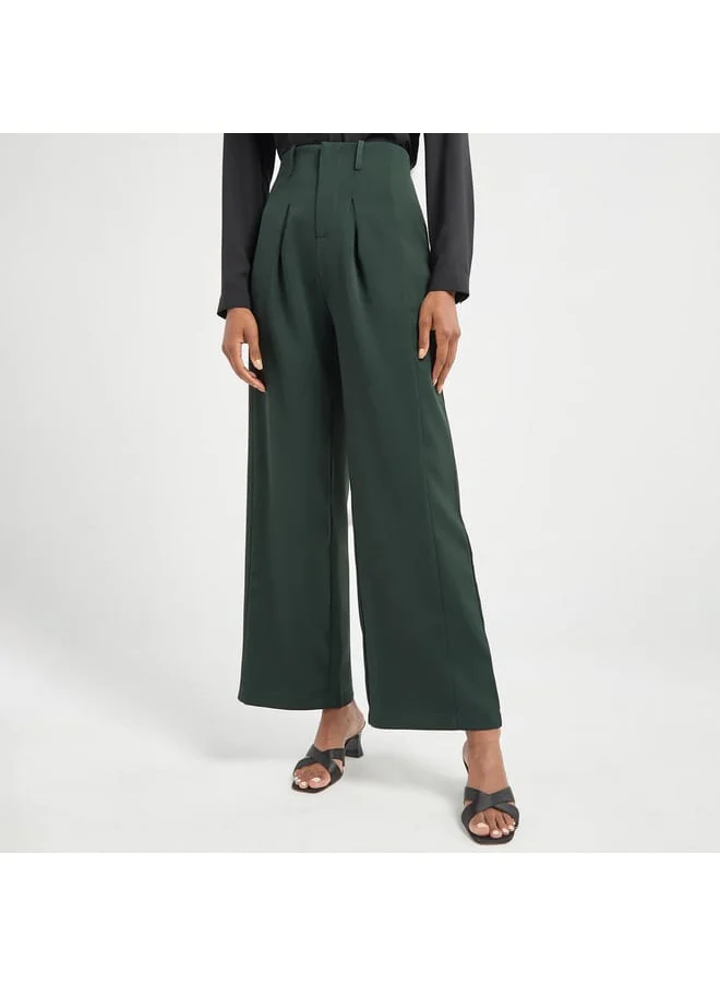 FAV Solid Wide Leg Pants with Pockets