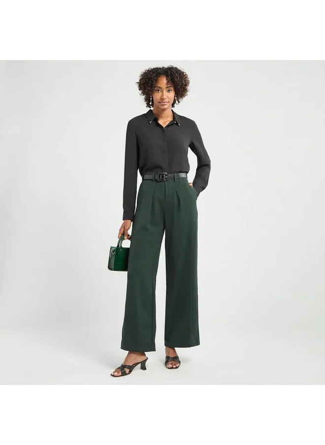 FAV Solid Wide Leg Pants with Pockets