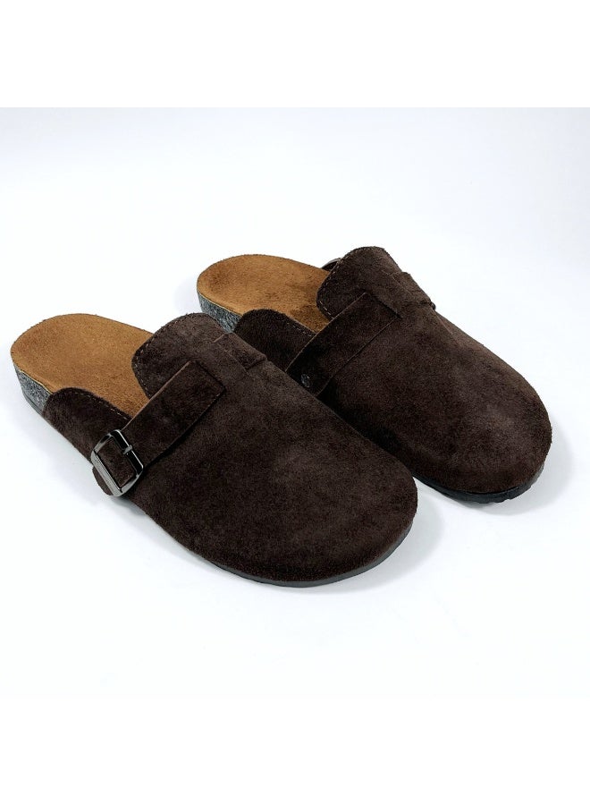 صابوه رجالي من الجلد المخملي سهل الارتداء مع حزام قابل للتعديل – حذاء مريح للمنزل أو الخارج MSAPPO - Image 1