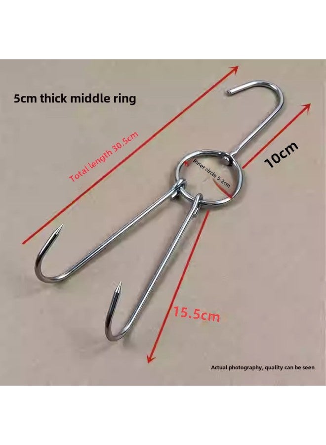 Roast Duck Hook Roast Duck Hook Roast Goose Double Hook Duck Hook Commercial Hook Roast Meat Ring Large Circle Stainless Steel Shelf-Color:5cm Thick Non-magnetic Large Circle Total Length 30cm (10 Pieces)  - Image 1