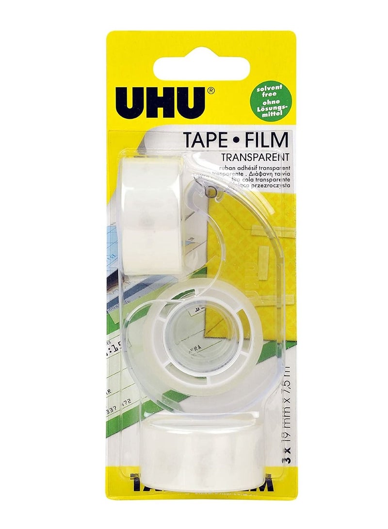 UHU طقم شريط لاصق شفاف 3 قطع مع موزع - Image 2