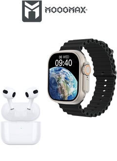 MOOGMAX The Smart bundle package 2-in-1, Ultra smart watch 49MM Titanium case,works with gestures, all sports modes, heart and sleep measurements, support for NFC and Airbuds 4 from Moogmax TWS earphones.  - Image 2