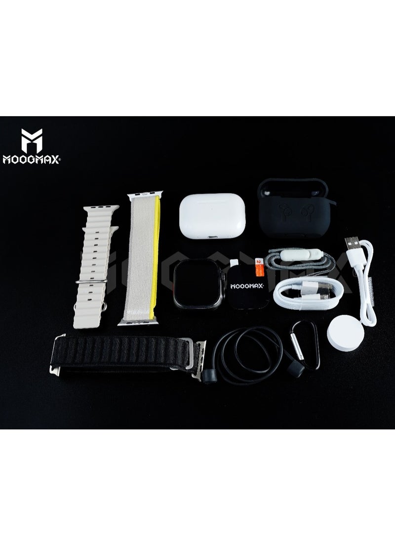 MOOGMAX The Smart bundle package 2-in-1, Ultra smart watch 49MM Titanium case,works with gestures, all sports modes, heart and sleep measurements, support for NFC and Airbuds 4 from Moogmax TWS earphones.  - Image 3