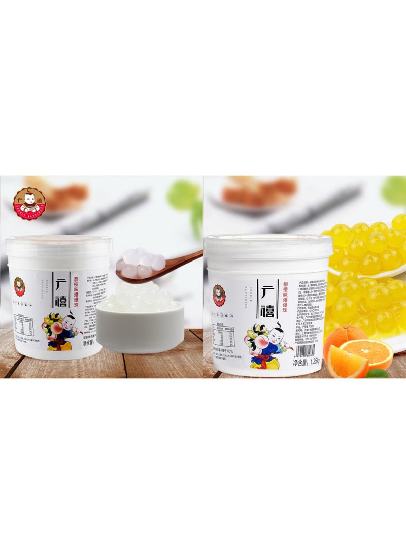 بوبينغ بوبا، نكهة البرتقال 1.25 كجم + نكهة الليتشي 1.25 كجم، المشروبات والحلويات، شاي بوبا الحليب، مواد خام خاصة - Image 1