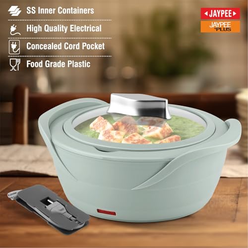 Jaypee Plus Power Serve Inner Stainless Steel Electric Casserole with Glass Lid, 1500 ml, Removable Steel Bowl for Easy Cleaning |Food Grade Serving Set |Ideal for Serving Warm Dish, Pastle Blue - Image 3