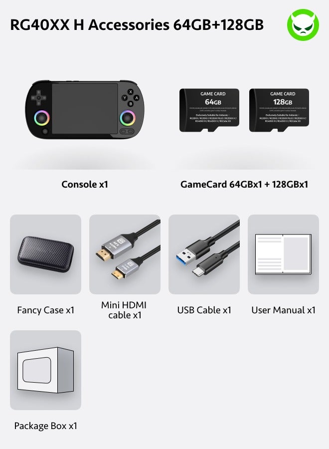 أنبيرنيك وحدة تحكم ألعاب محمولة Anbernic RG40XX H 4.0 IPS شاشة -Linux 64-bit-H700 رباعية النواة ARM Cortex-A53 تردد 1.5 جيجا هرتز - كور 3200 مللي أمبير في الساعة 5G WiFi Bluetooth HDMI مخرج محاكيات سوداء - 128 جيجابايت أكثر من 20000 ألعاب مثبتة مسبقًا 】 - Image 2