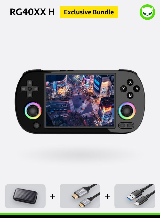 أنبيرنيك وحدة تحكم ألعاب محمولة Anbernic RG40XX H 4.0 IPS شاشة -Linux 64-bit-H700 رباعية النواة ARM Cortex-A53 تردد 1.5 جيجا هرتز - كور 3200 مللي أمبير في الساعة 5G WiFi Bluetooth HDMI مخرج محاكيات سوداء - 128 جيجابايت أكثر من 20000 ألعاب مثبتة مسبقًا 】 - Image 1