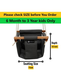 Shopoflux Shopoflux Swing For Kids | Baby Swing Hanging Indoor Outdoor | Kids Swing | Jhula For Baby | Baby Garden Swing | Jhula For Kids (6 Months To 3 Years, Up To 25 Kg, Grey) - Polyester, 24 Cm  - Image 1
