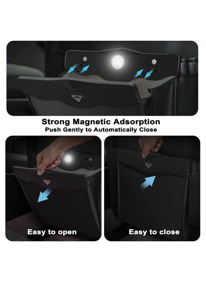 KOWVOWZ Garbage Bag for Car, Multipurpose Hanging Trash Bags With Smart LED, Waterproof Trash Can for Back Seat, 15 PCS Disposable Bags, Black - Image 4