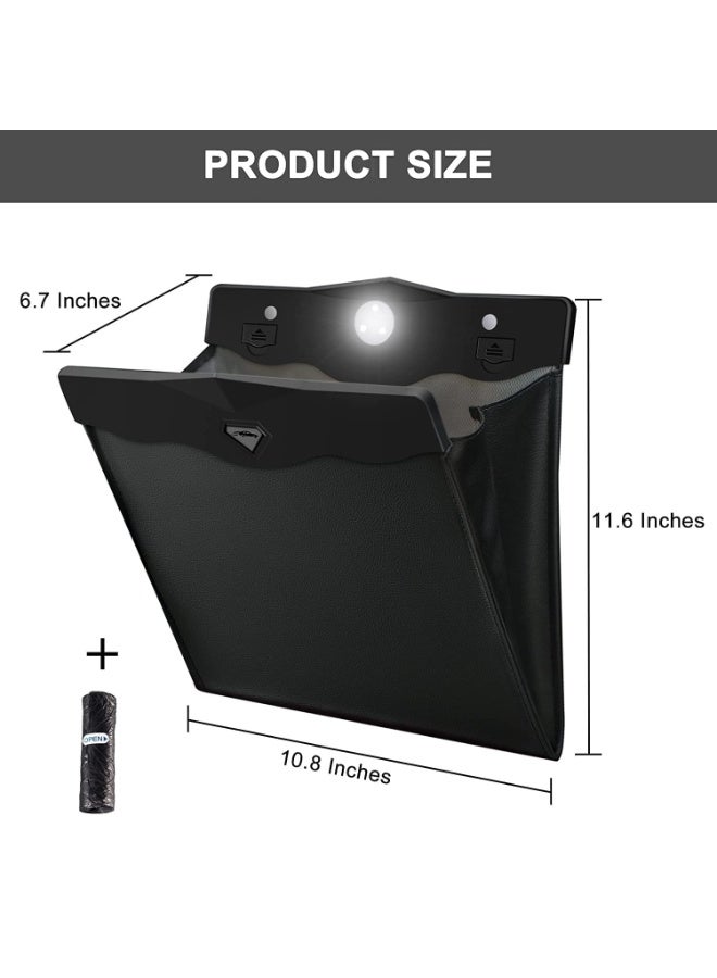 KOWVOWZ Garbage Bag for Car, Multipurpose Hanging Trash Bags With Smart LED, Waterproof Trash Can for Back Seat, 15 PCS Disposable Bags, Black - Image 3