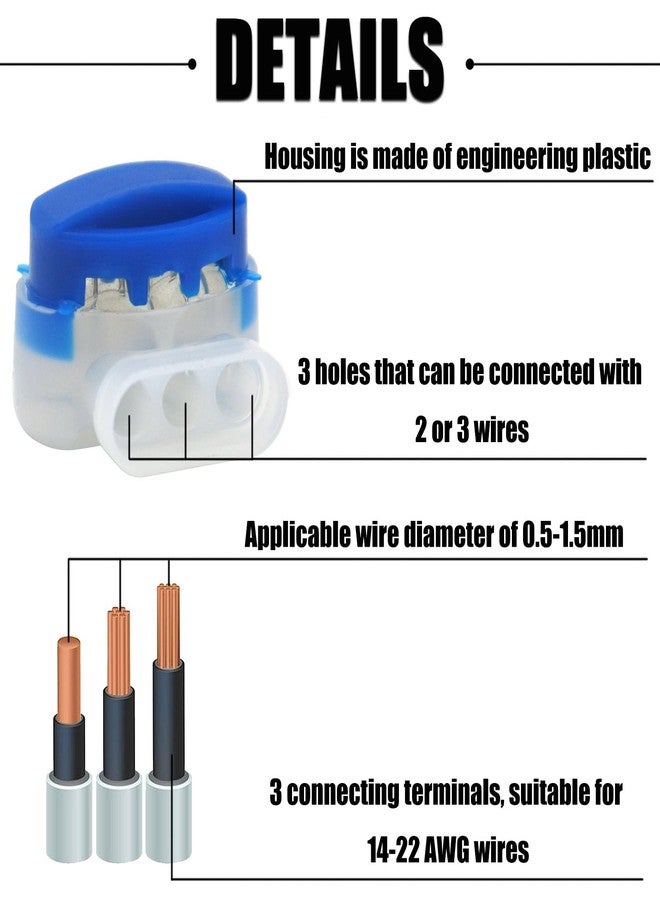 Multisland 20 Pcs Electrical IDC 314-box 3 Way Outdoor Boundary Wire Connector, Self-Stripping Moisture-Resistant Pigtail Connectors for Robotic Lawn Mowers, Irrigation Applications - Image 4