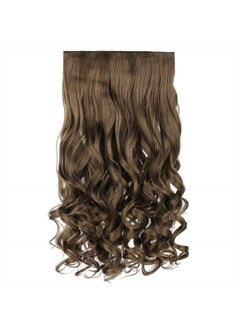 REECHO 20" 1-pack 3/4 Full Head Curly Wave Clips in on Synthetic Hair Extensions Hair pieces for Women 5 Clips 4.5 Oz Per Piece - Ash Light Brown  - Image 1