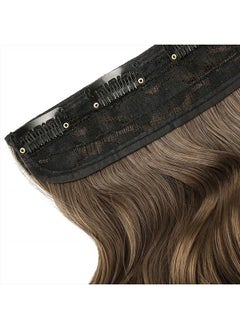 REECHO 20" 1-pack 3/4 Full Head Curly Wave Clips in on Synthetic Hair Extensions Hair pieces for Women 5 Clips 4.5 Oz Per Piece - Ash Light Brown  - Image 2