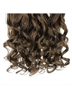 REECHO 20" 1-pack 3/4 Full Head Curly Wave Clips in on Synthetic Hair Extensions Hair pieces for Women 5 Clips 4.5 Oz Per Piece - Ash Light Brown  - Image 4