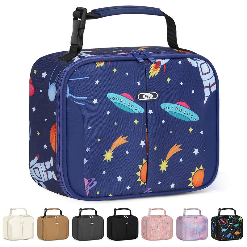 Capolo Insulated Lunch Box for Kids, Cute Thermal Lunch Bag for School, Reusable Lunch Tote for Boys and Girls, Durable Cooler Bag with Easy Grab Handle, Lightweight and Easy to Clean,Deep Blue Space - Image 1