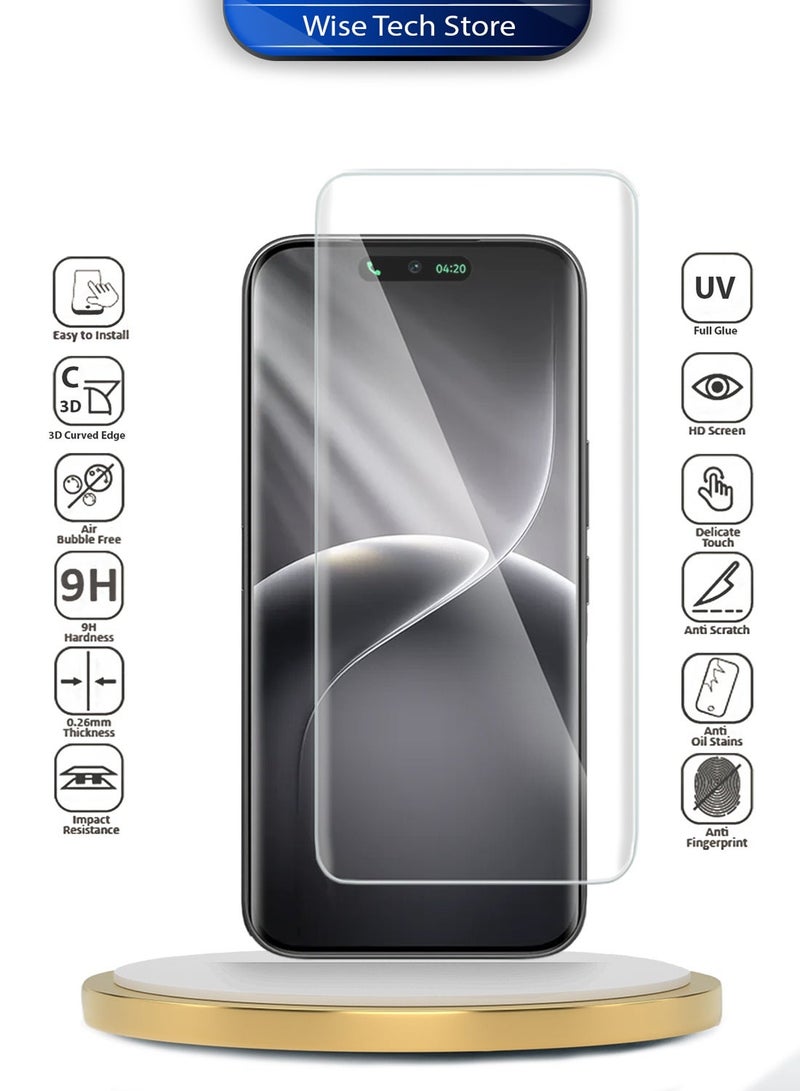 Wtech Tecno Camon 50 Pro / Tecno Camon 50 Ultra 5G 2026 Premium Curved Edges UV Full Glue Full Cover Tempered Glass Screen Protector (MSGUCN) - Clear - Image 2