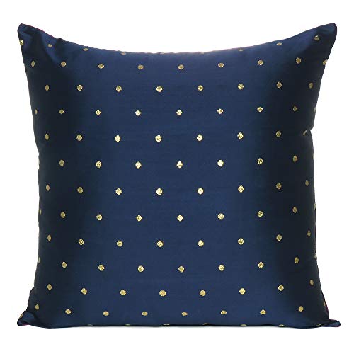 Oussum Art Silk Pillow Cover Cushion Cover Sofa Waist Throw Pillow Case Home Decor Set of 2 (Navy Blue, 12 x 12) - Image 2