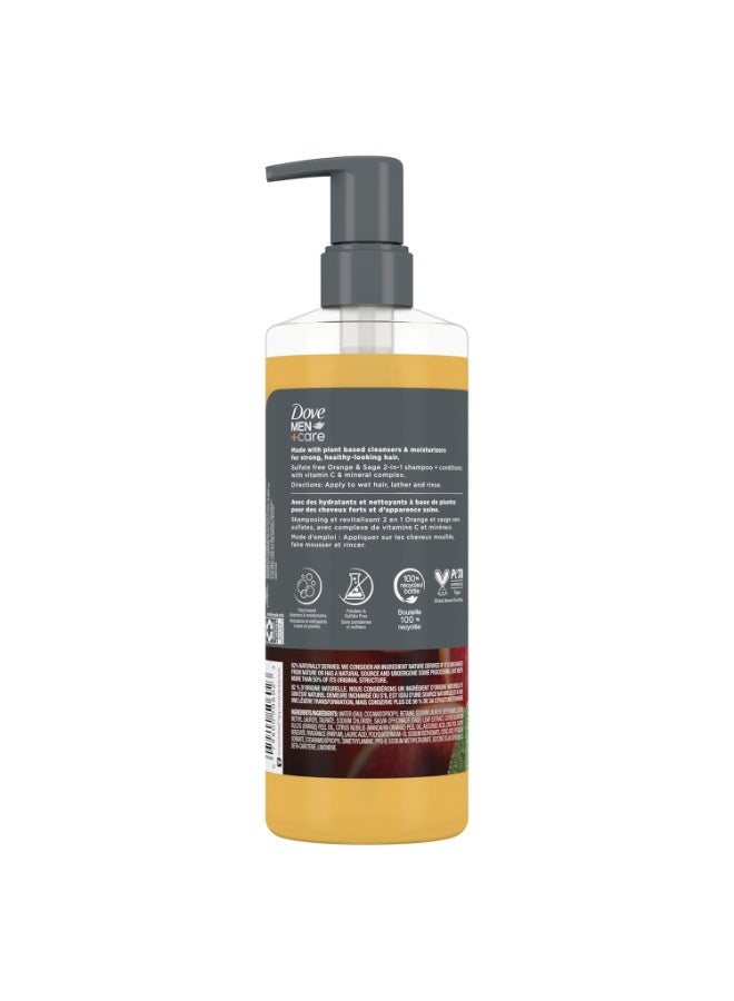 Dove Men+Care DOVE MEN + CARE 2-in-1 Shampoo + Conditioner Pure Fresh  for Strong, Healthy-Looking Hair, with Vitamin C & Mineral Complex, 17.5 oz - Image 2