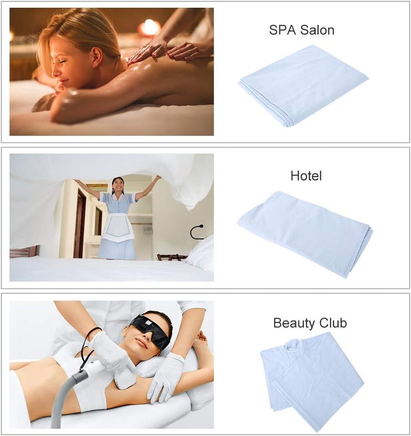 Semme Massage Table Face Hole Cover,Beauty Massage Bed Sheets, Salon Massage SPA Couch Soft Cotton Bed Cover Protector with Face Breath Hole (Light Blue) - Image 4