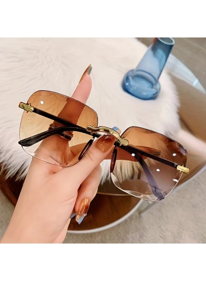 SCENT HOUSE Womens Square Frameless Glasses PC Polycarbonate Decorative Eyewear Photo Enhancing Street Fashion Daily Includes Case Sunglasses - Image 1