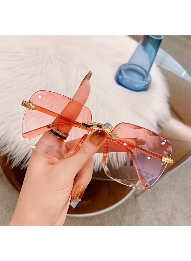 SCENT HOUSE Womens Square Frameless Glasses PC Polycarbonate Decorative Eyewear Photo Enhancing Street Fashion Daily Includes Case Sunglasses - Image 4