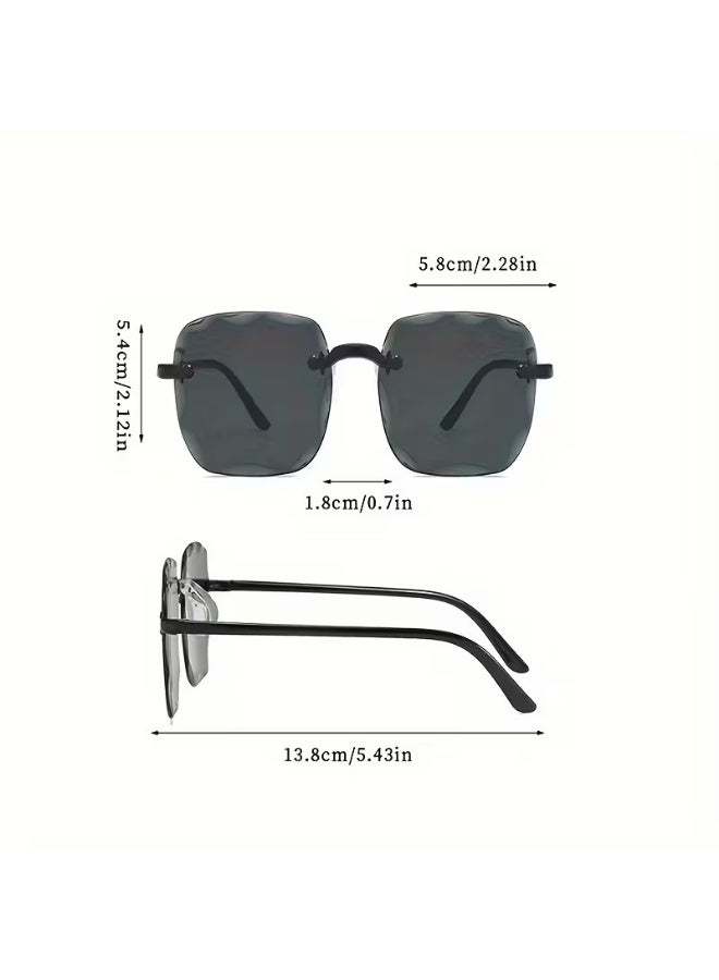 SCENT HOUSE Womens Square Frameless Glasses PC Polycarbonate Decorative Eyewear Photo Enhancing Street Fashion Daily Includes Case Sunglasses - Image 2