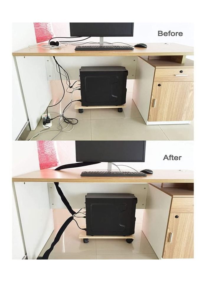 Rock Pow كم إدارة الكابلات 5 حزم، إدارة السلك 20 بوصة كابل مرن غطاء لف غطاء منظم الأسلاك للمنزل والمكتب كابل التلفزيون/الكمبيوتر - أسود - Image 4