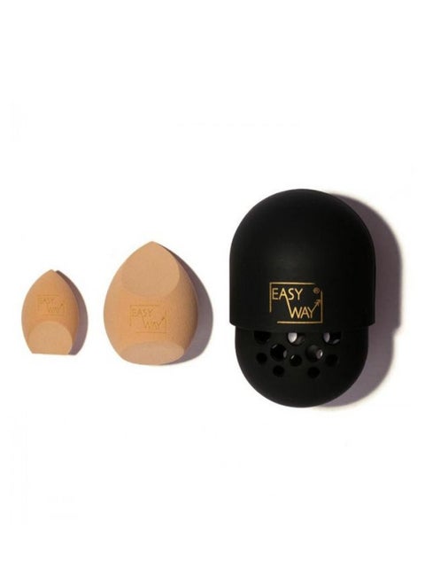 EasyWay Make up Set of 2 Contour Sponges + Foundation Blender with Case