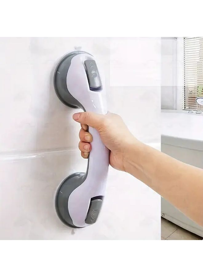 Grey Bathroom Safety Grab Bars 2 Pack Suction Cup Mount Tool Free Installation Anti Slip - Image 3