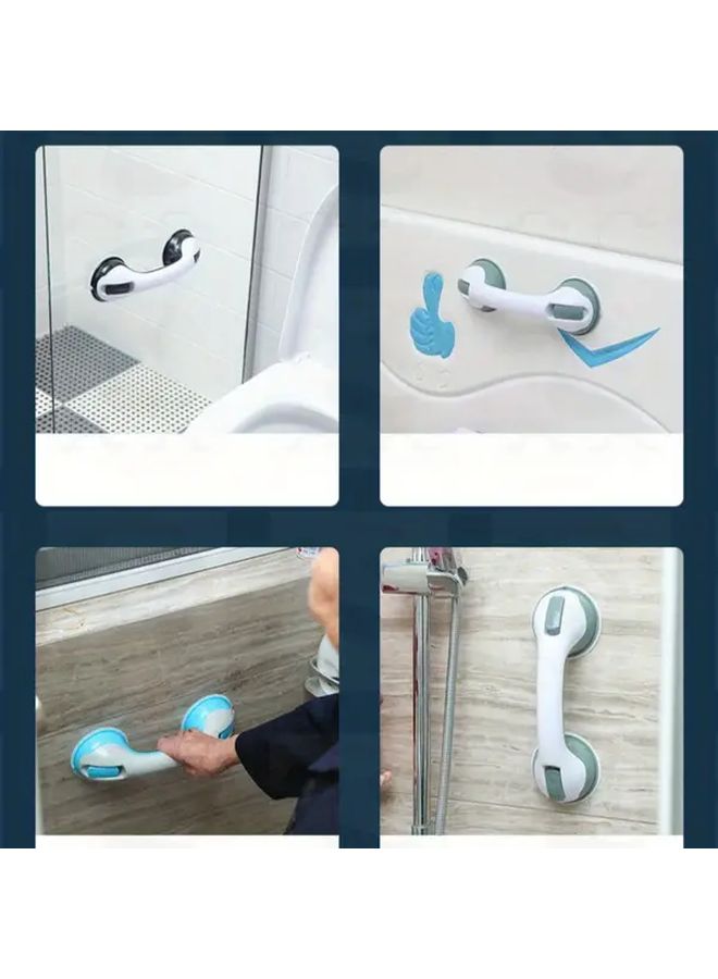 Grey Bathroom Safety Grab Bars 2 Pack Suction Cup Mount Tool Free Installation Anti Slip - Image 5
