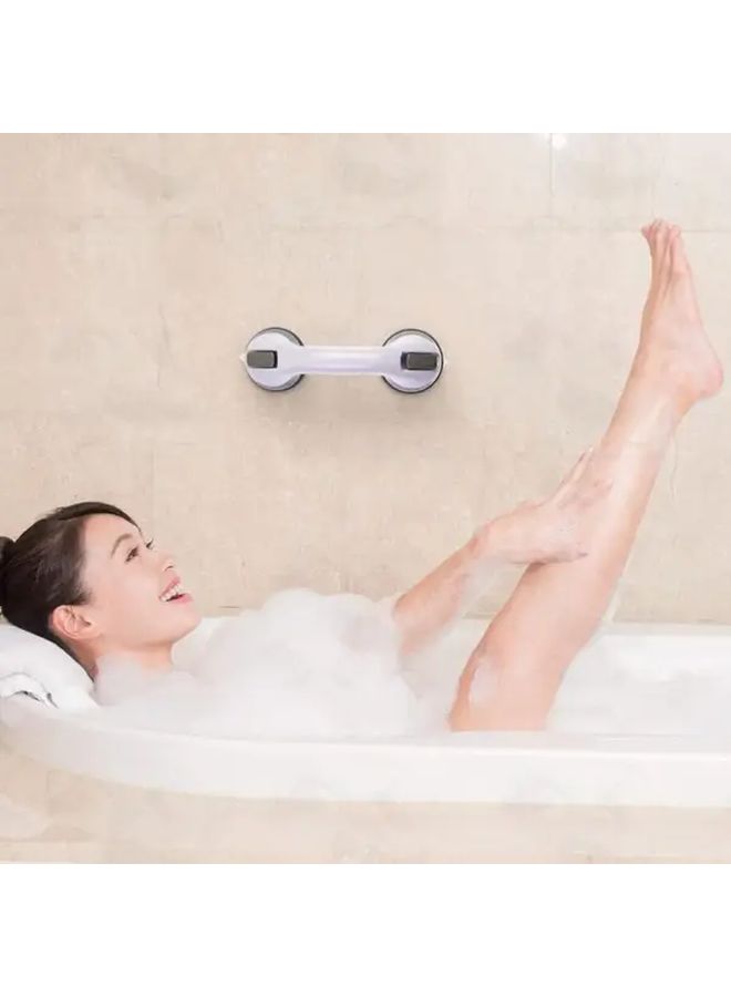 Grey Bathroom Safety Grab Bars 2 Pack Suction Cup Mount Tool Free Installation Anti Slip - Image 2