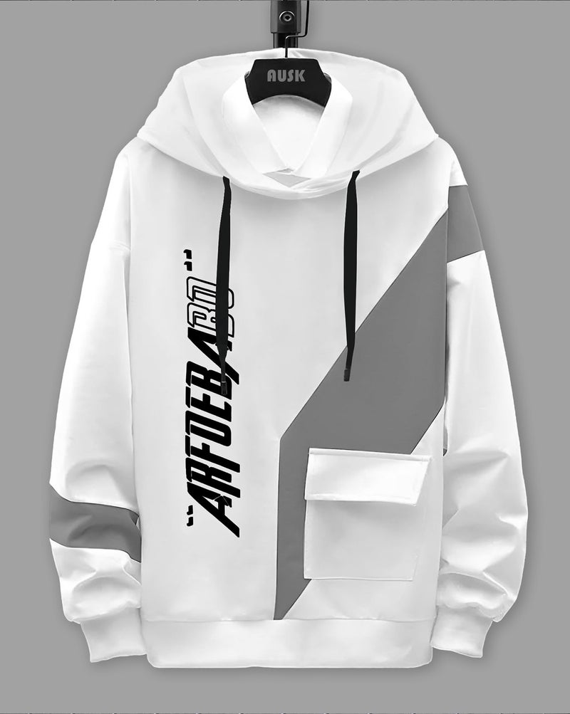 AUSK Mens T-Shirt || Cotton Blend Hooded Neck Regular Fit Hoodies || Full Sleeves Hoodies T-Shirt Color-White_Small - Image 4