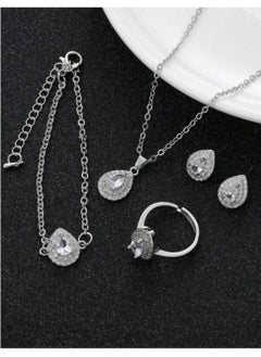 Women's Elegant Necklace & Bracelet & Earrings & Ring Jewellery Set