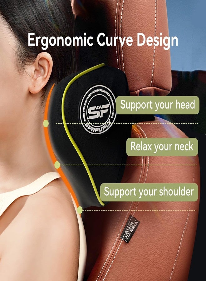 SPRFUFLY Really Chic Car Headrest Pillow, Car Pillow for Driving with Adjustable Strap, 100% Memory Foam Neck Pillow, Ergonomic Design - 2 Pack Car Neck Pillow(Includes 2 Eye Masks, Yellow Side Rope) - Image 4