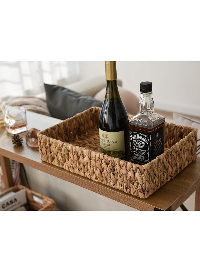 GOGOGO Large Water Hyacinth Tray for Bathroom, Wicker Storage Basket for Shelves, Handwoven Natural Hyacinth Baskets for Organizing, 2-Pack - Image 5