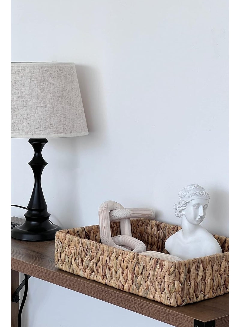 GOGOGO Large Water Hyacinth Tray for Bathroom, Wicker Storage Basket for Shelves, Handwoven Natural Hyacinth Baskets for Organizing, 2-Pack - Image 3
