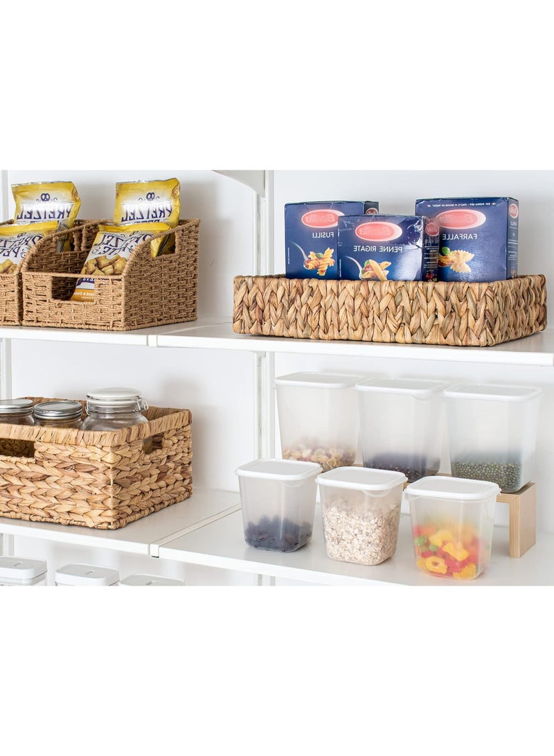 GOGOGO Large Water Hyacinth Tray for Bathroom, Wicker Storage Basket for Shelves, Handwoven Natural Hyacinth Baskets for Organizing, 2-Pack - Image 4