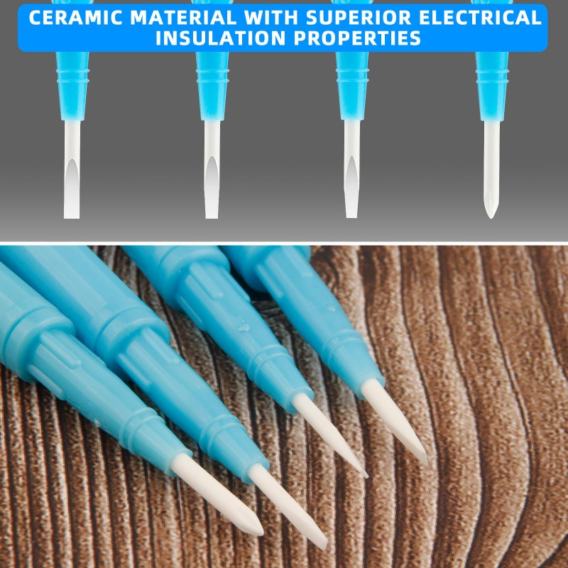 Notoke 4 Pcs Plastic & Ceramic Screwdriver Set, Non-Conductive Slotted Screwdrivers for High-Frequency Circuit Adjustment, Precision Tools for Electronics Repair, Watchmaking, and Sensitive Equipment - Image 3