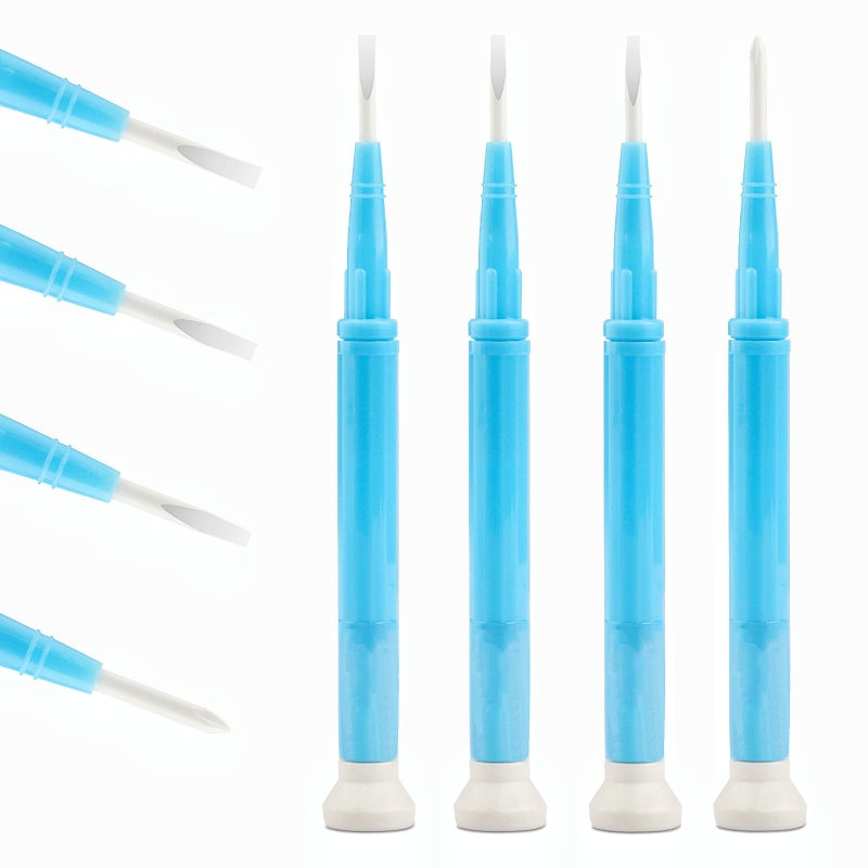 Notoke 4 Pcs Plastic & Ceramic Screwdriver Set, Non-Conductive Slotted Screwdrivers for High-Frequency Circuit Adjustment, Precision Tools for Electronics Repair, Watchmaking, and Sensitive Equipment - Image 1
