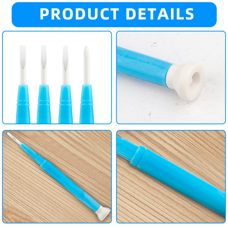 Notoke 4 Pcs Plastic & Ceramic Screwdriver Set, Non-Conductive Slotted Screwdrivers for High-Frequency Circuit Adjustment, Precision Tools for Electronics Repair, Watchmaking, and Sensitive Equipment - Image 4