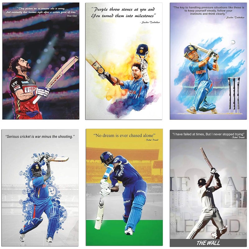 Plan To Gift Plan To Gift Posters of Indian Team Sachin Tendulkar Rahul Dravid Wall Poster Size 9x12 Multicolour - Image 3