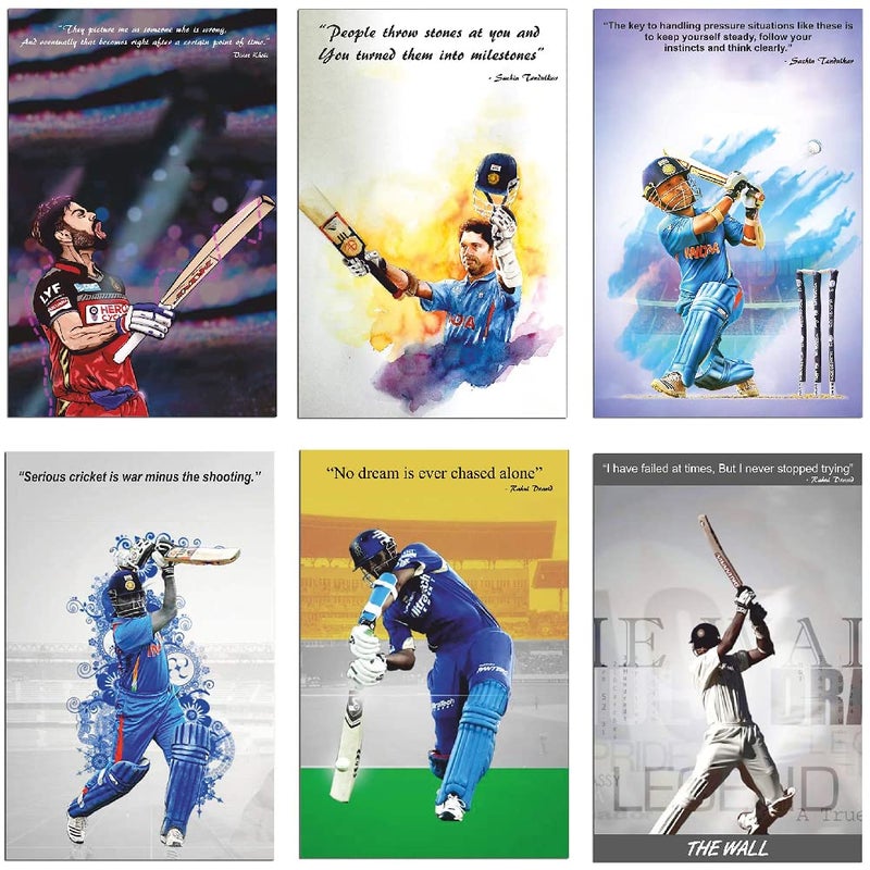 Plan To Gift Plan To Gift Posters of Indian Team Sachin Tendulkar Rahul Dravid Wall Poster Size 9x12 Multicolour - Image 1